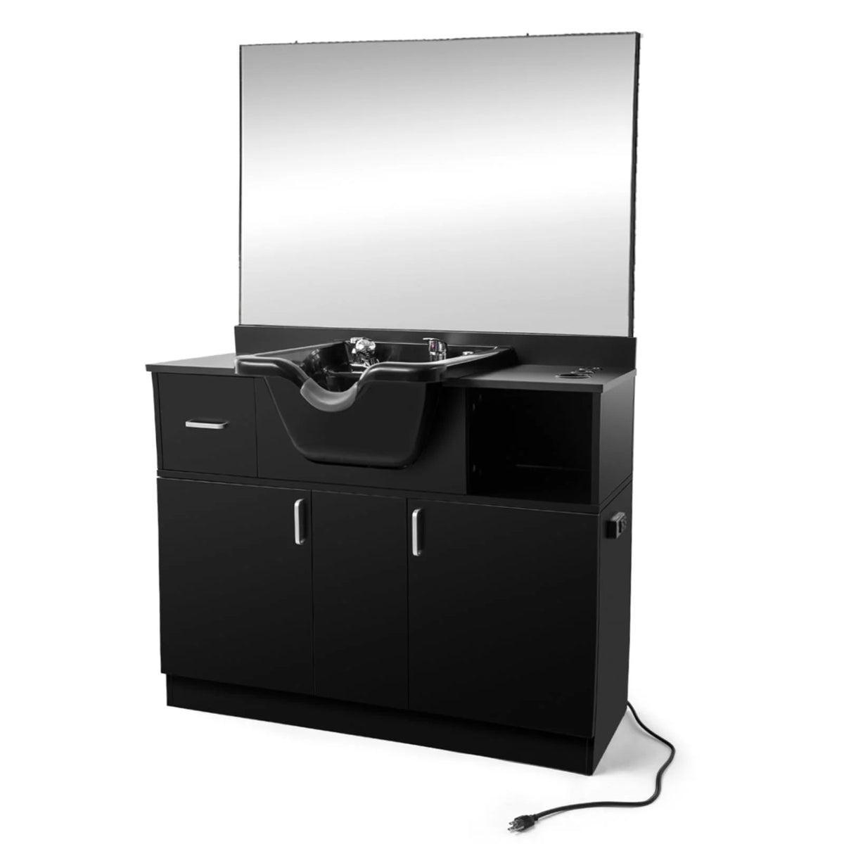 Black Salon Shampoo Cabinet with Mirror and Wash Basin