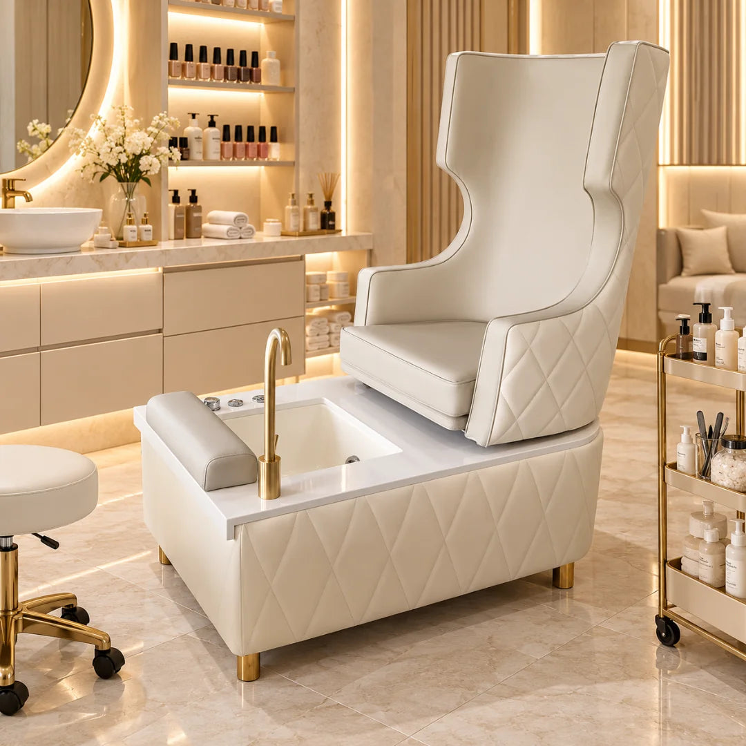 Upholstered Pedicure Spa Chair with Foot Basin