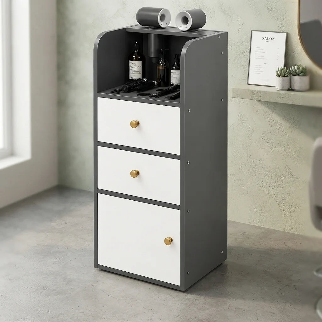 Modern Hair Styling Cabinet with Dual Dryer Holders