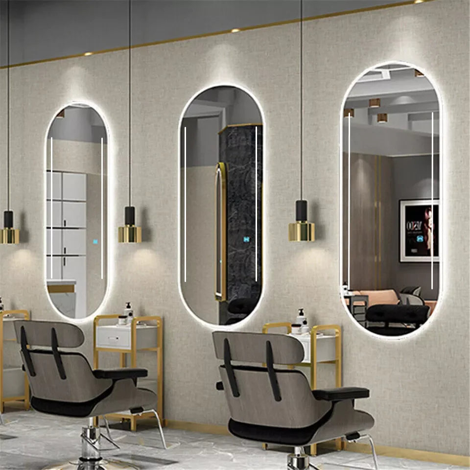 Mi-Mirror Oval Style LED Strip Beauty Salon Wall Mirror