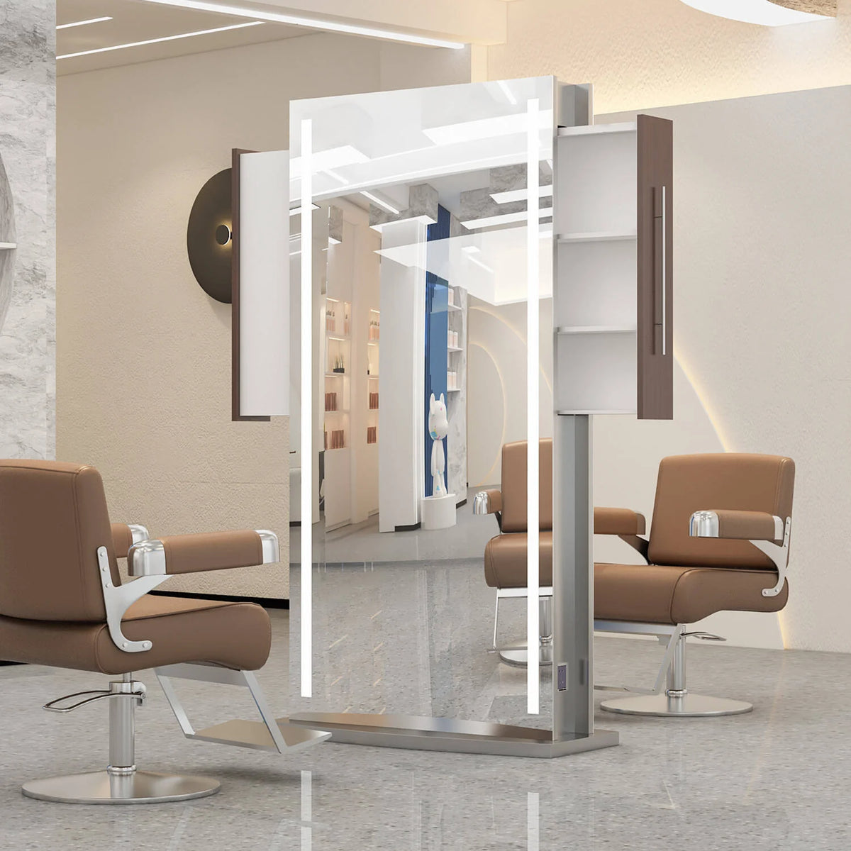 Luxury Double-Sided LED Barber Styling Station