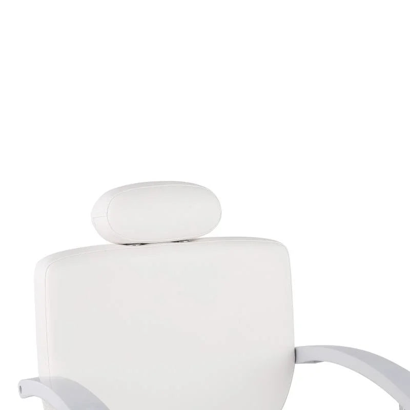 White Salon Styling Chair with Chrome Base