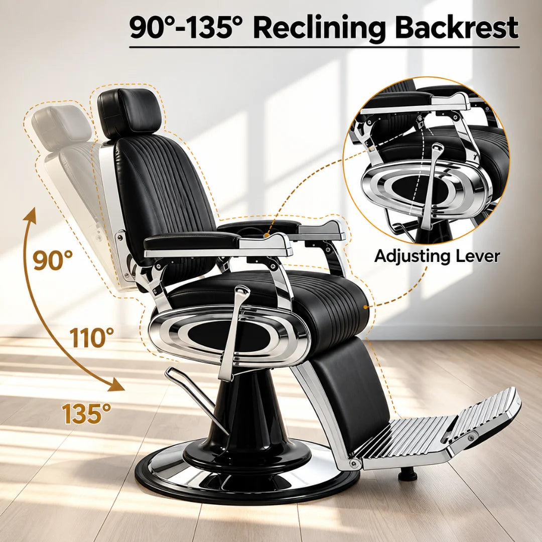 Classic Ribbed Black Theme Barber Chair