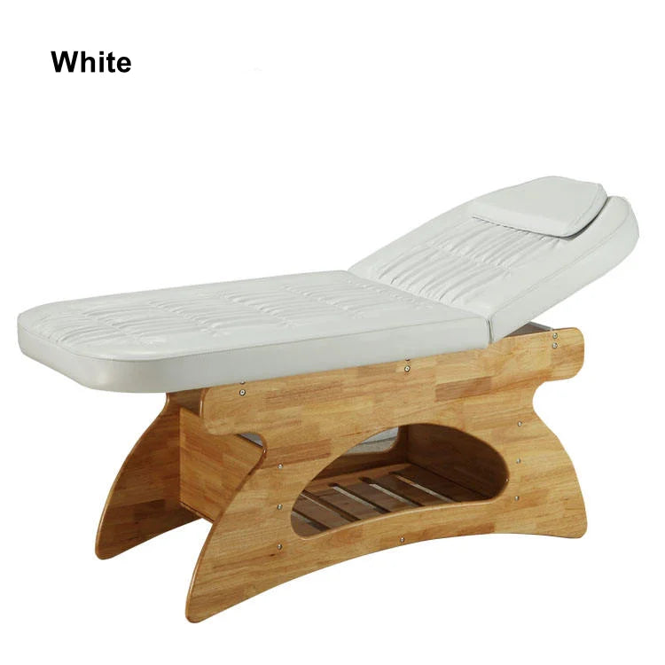 Spa Massage Bed with Natural Wood Base