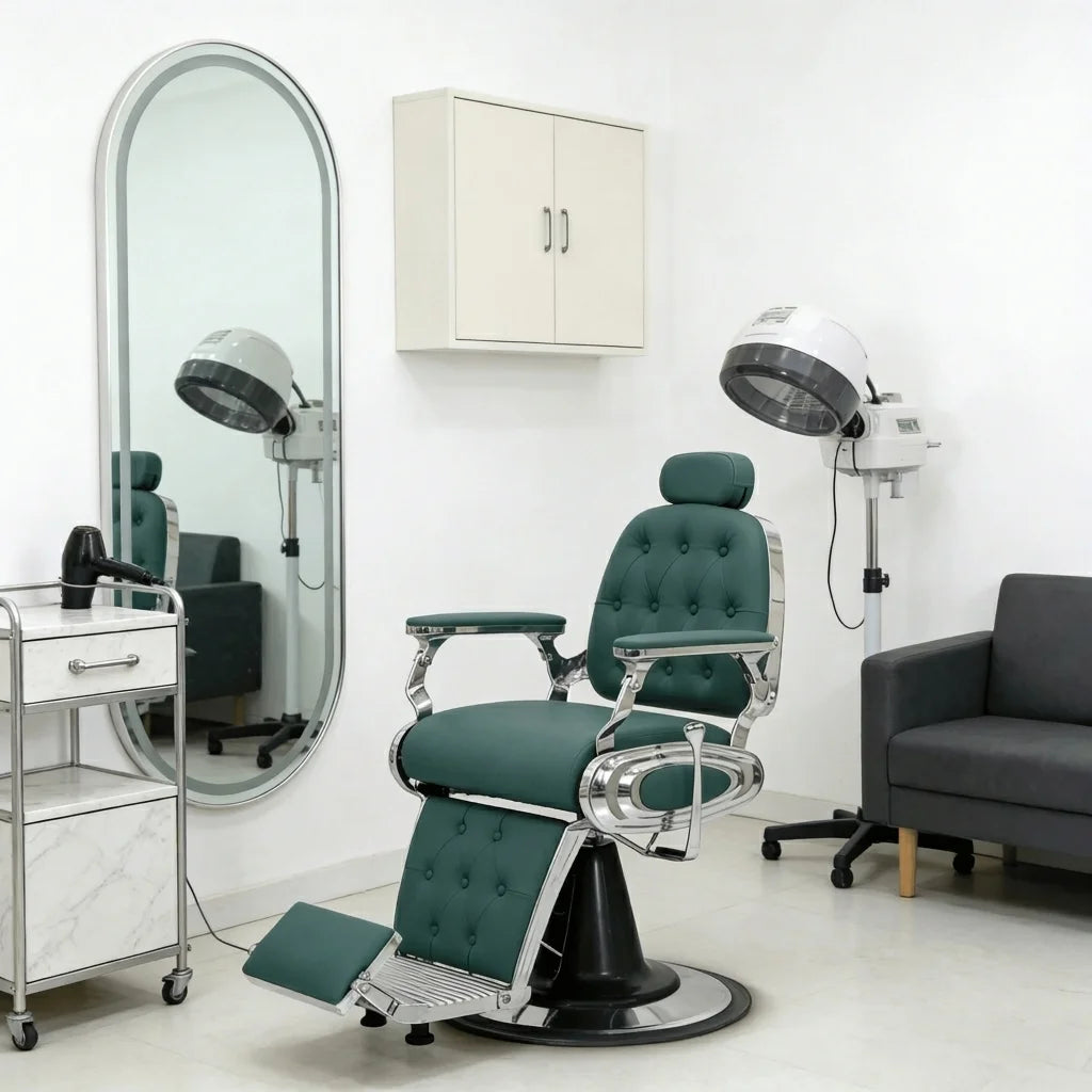 Bespoke Luxury Green Barber Chair