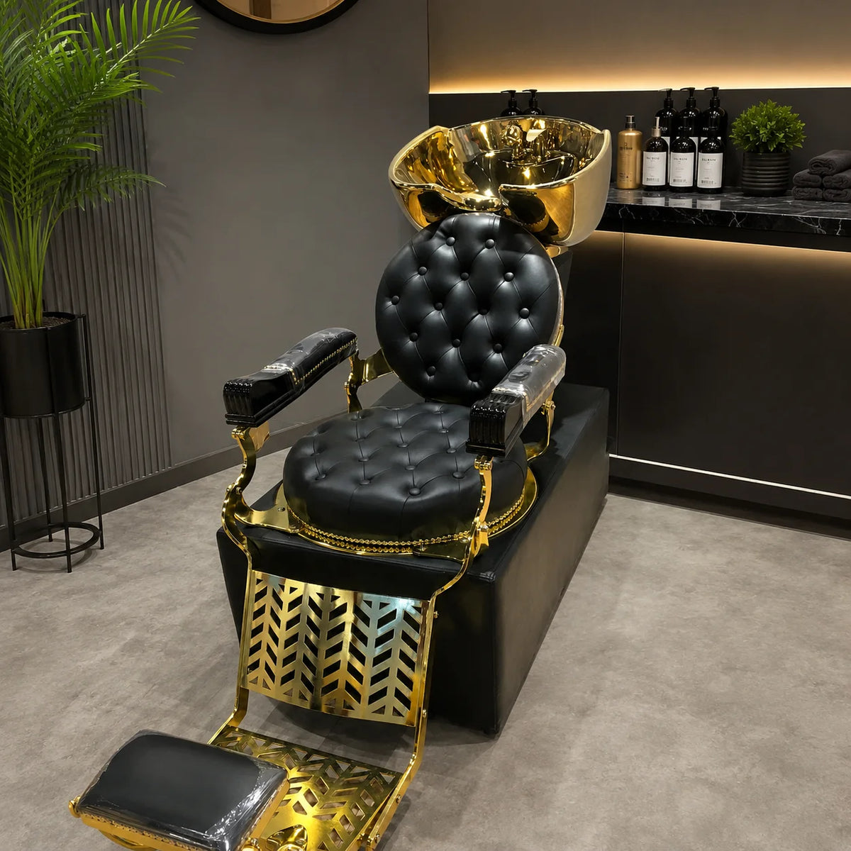 Luxury Gold Reclining Shampoo Station