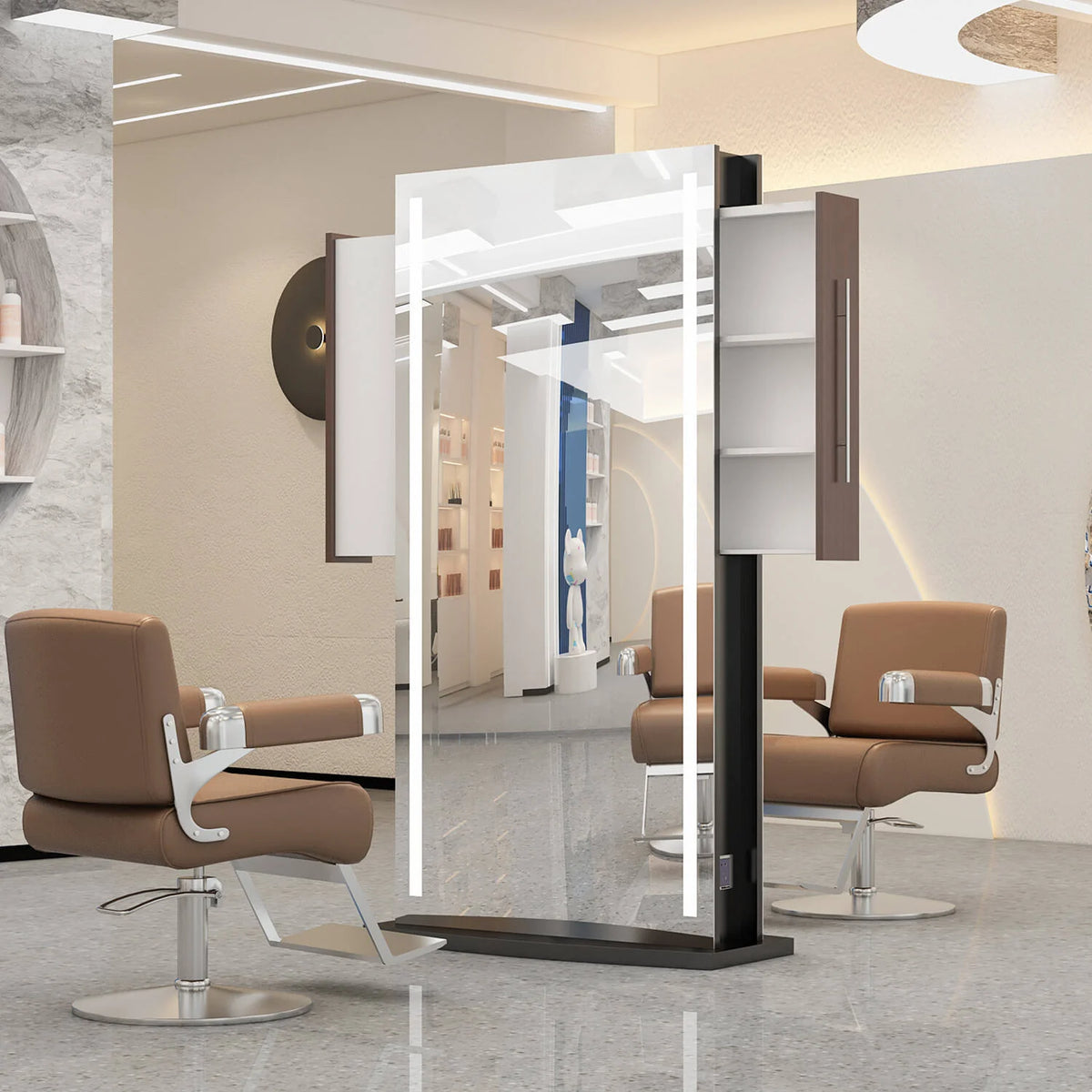 Luxury Double-Sided LED Barber Styling Station