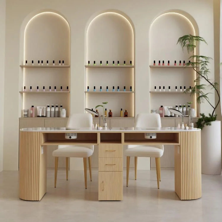Modern Manicure Station Table with Storage