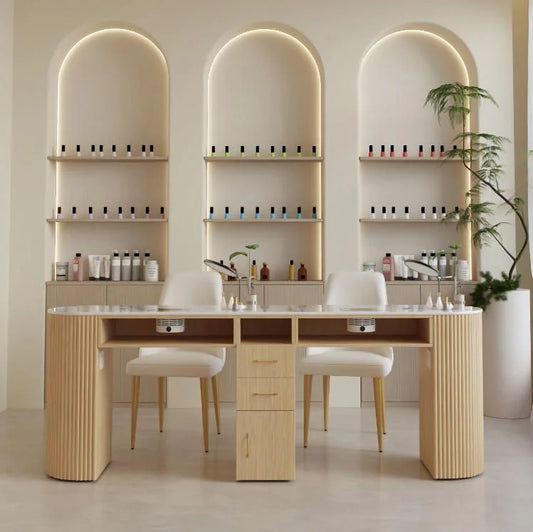 Modern Manicure Station Table with Storage