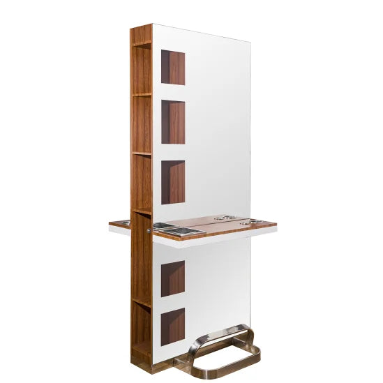 Modern Double-Sided Barber Styling Mirror with Integrated Storage