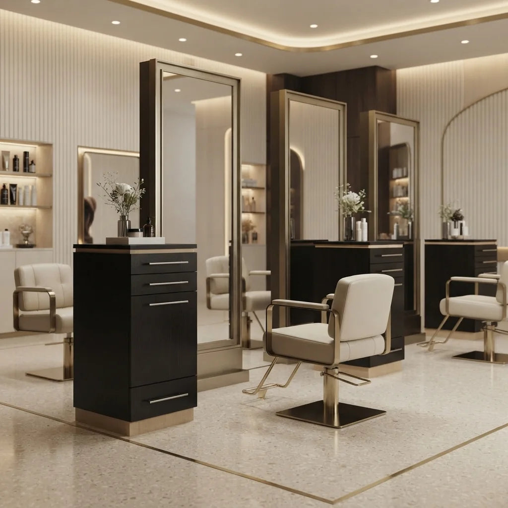 Hair Salon Trolley with Multi-Drawer Cabinet