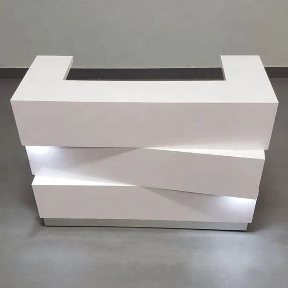 Modern Geometric Reception Desk with LED Accent