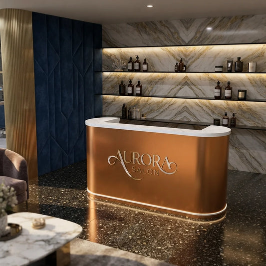 High-End Salon Curved Reception Desk