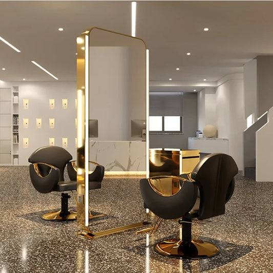 Freestanding Double-Sided Salon Mirror Station