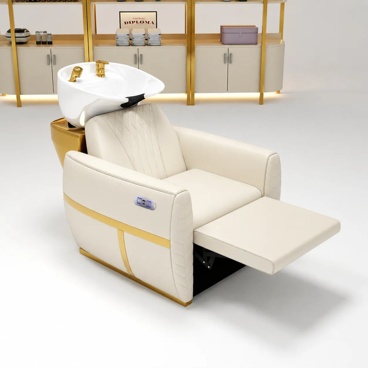 Barber Backwash Unit with Reclining Footrest