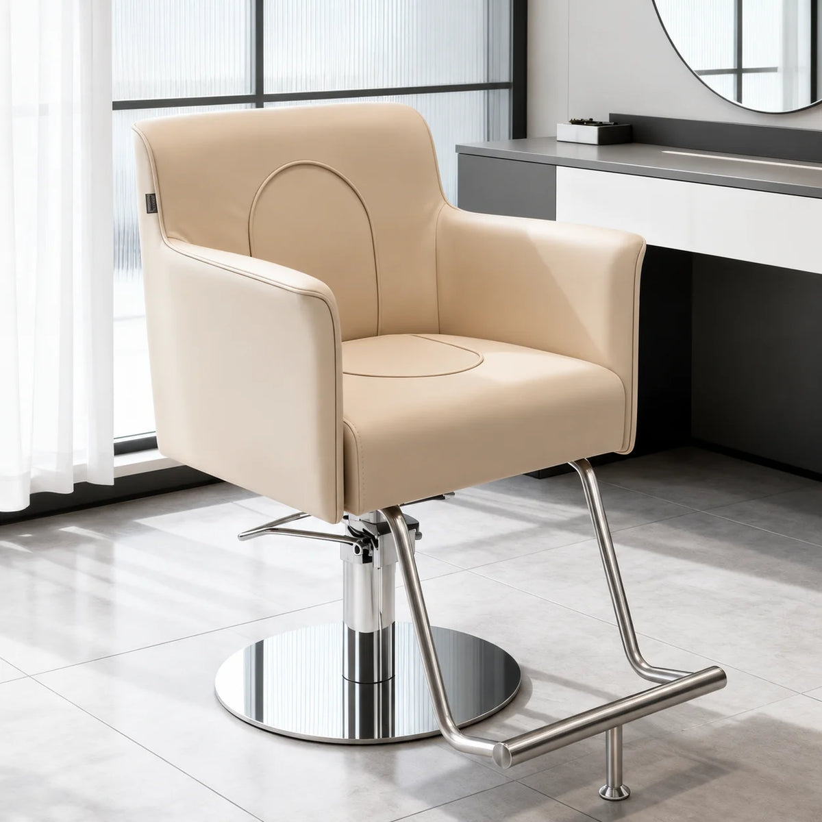 Hairdresser Salon Chair with Upholstered Bucket Seat