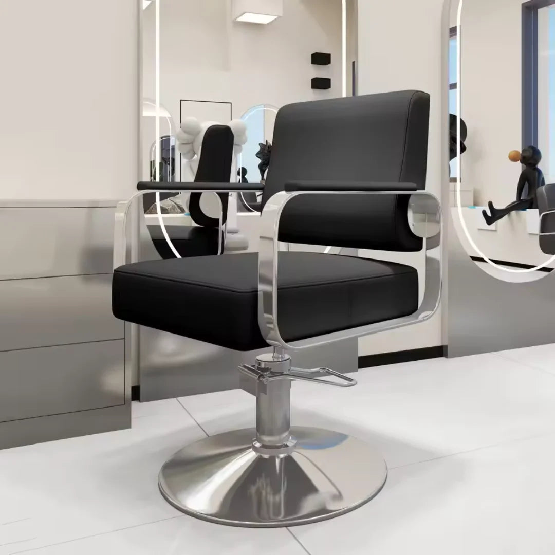 Hair Styling Chair with Polished Metal Base