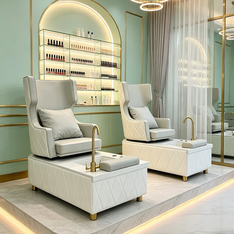 Upholstered Pedicure Spa Chair with Foot Basin