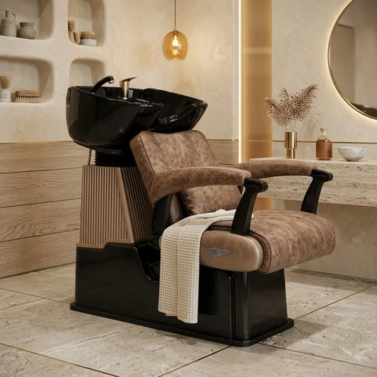 Salon Backwash Black Theme Chair with Shampoo Basin