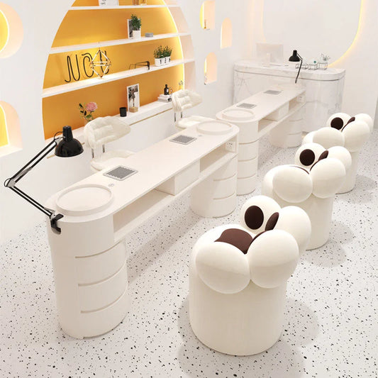 Double Manicure Table with Storage and Ventilation