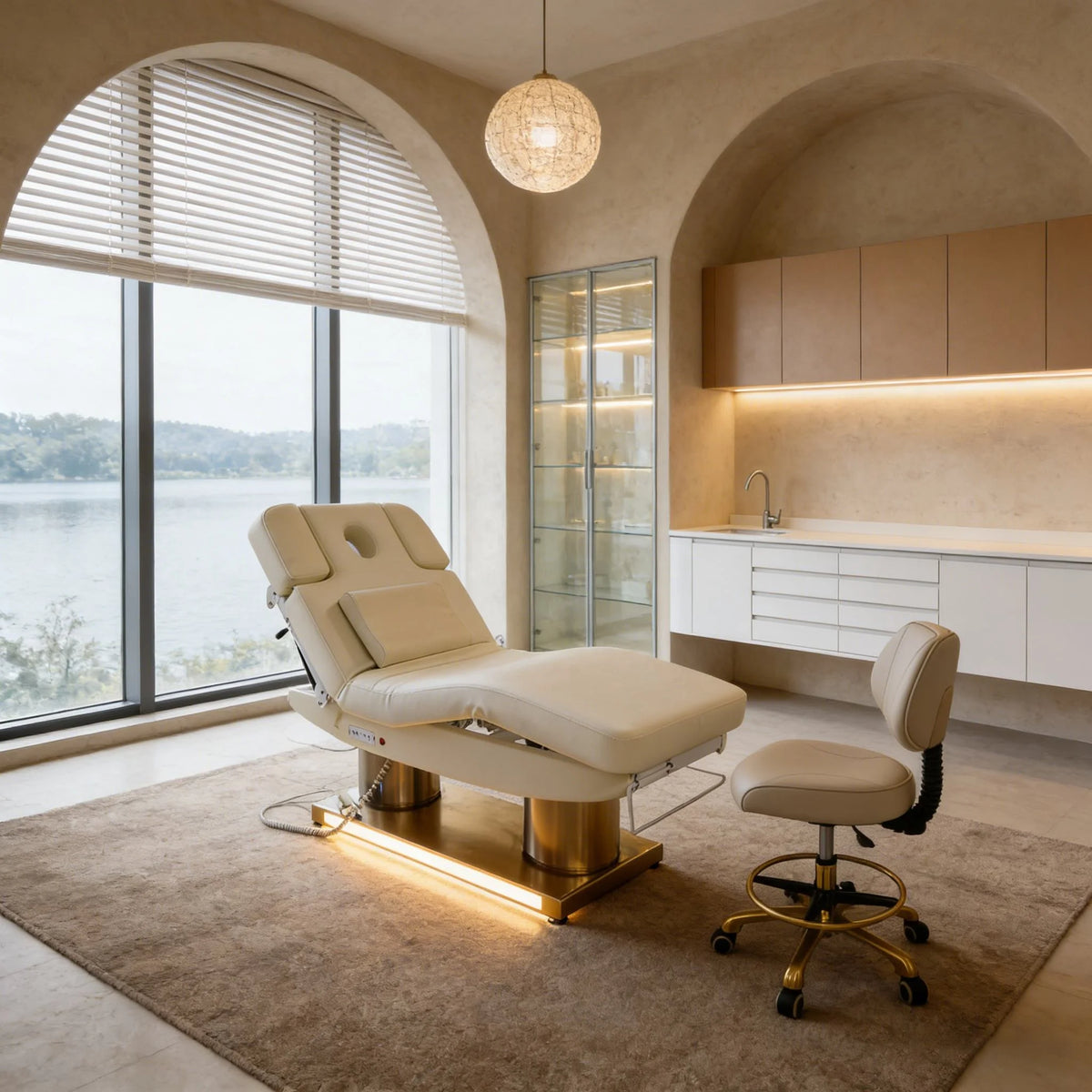 Adjustable Esthetician Bed with Cushioned Headrest