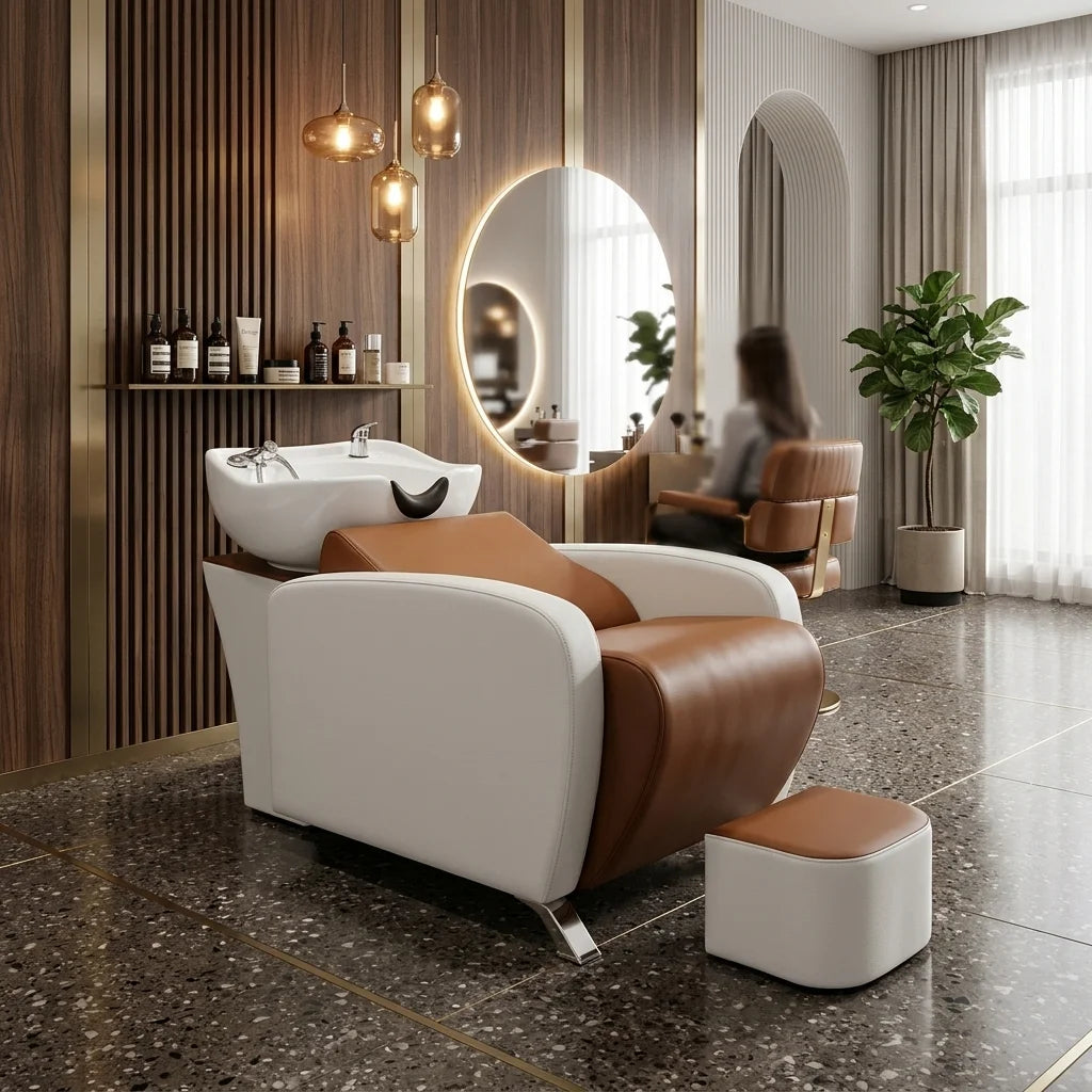 Salon Shampoo Chair with Matching Footstool