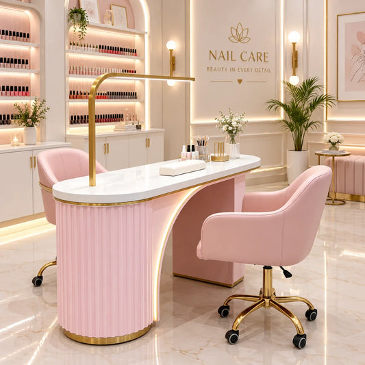 Manicure Table with Task Light and Drawer Storage
