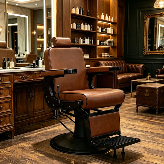 Classic Barber Chair with Leather-Look Upholstery