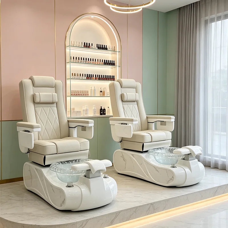High-Back Pedicure Chair with Foot Soaking Basin