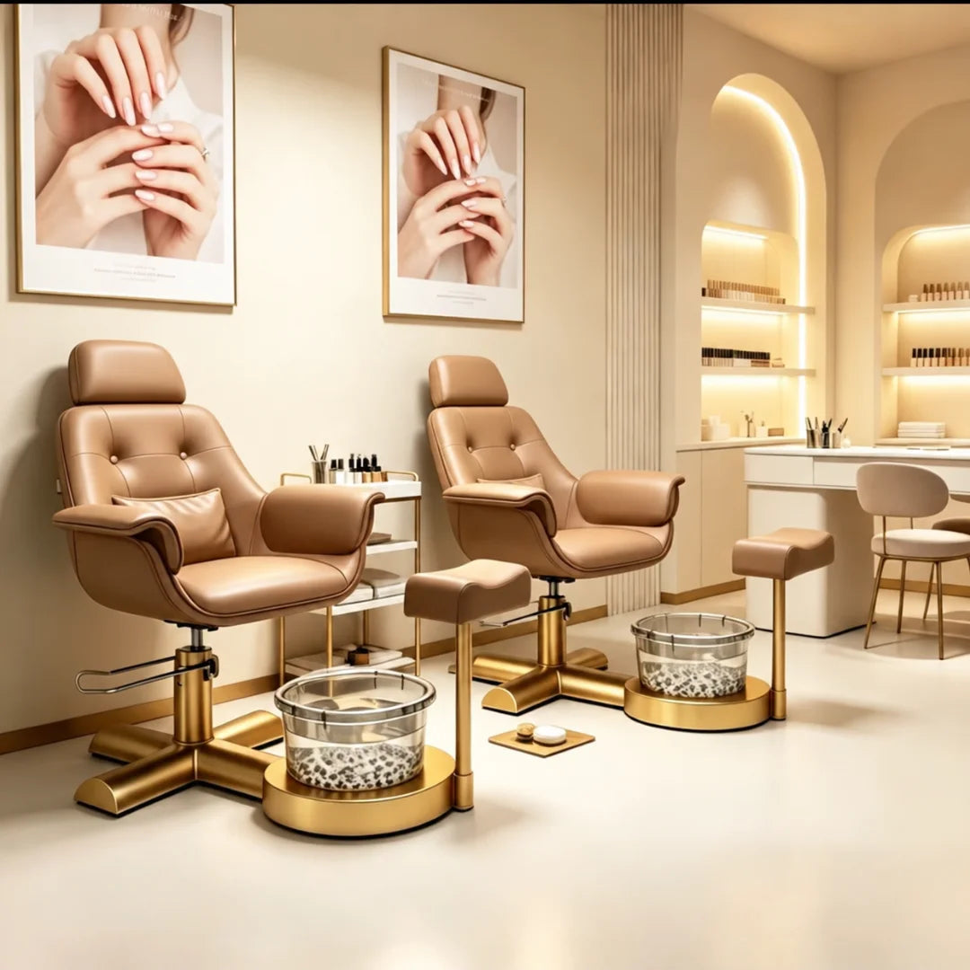 Button Tufted Pedicure Spa Chair with Padded Footrest
