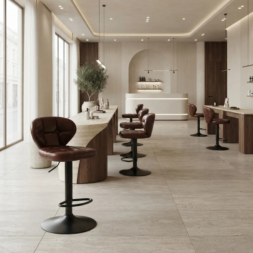 Modern Leather Tufted Salon Chair
