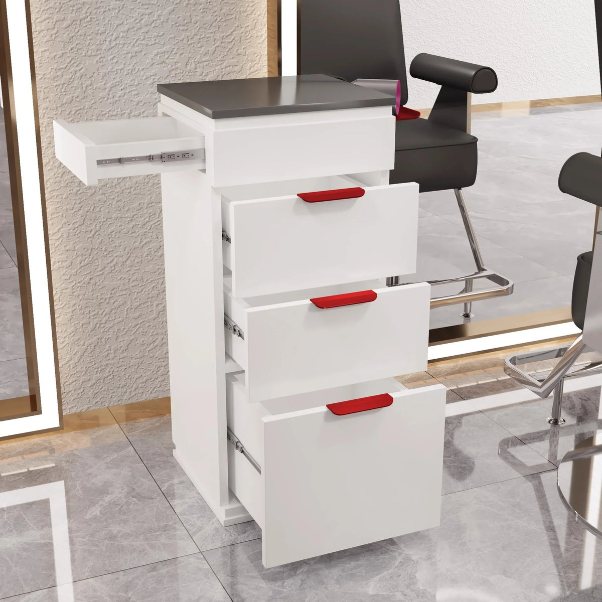 Tailored Salon Styling Unit with 3-Drawer Storage