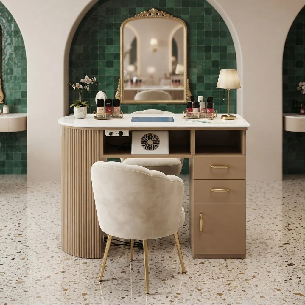 Modern Manicure Station Table with Storage