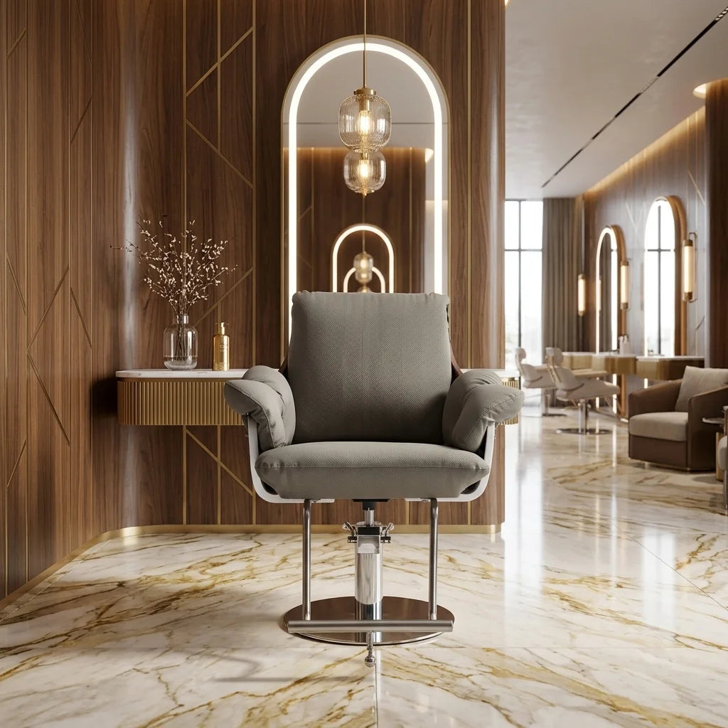 Modern Salon Styling Chair with Cushioned Armrests