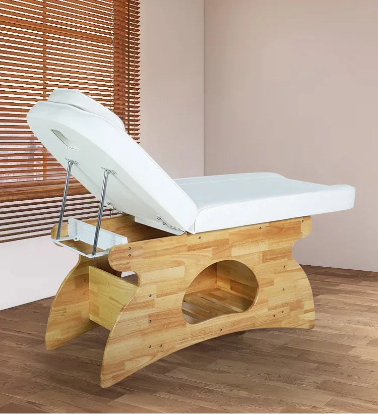 Spa Massage Bed with Natural Wood Base