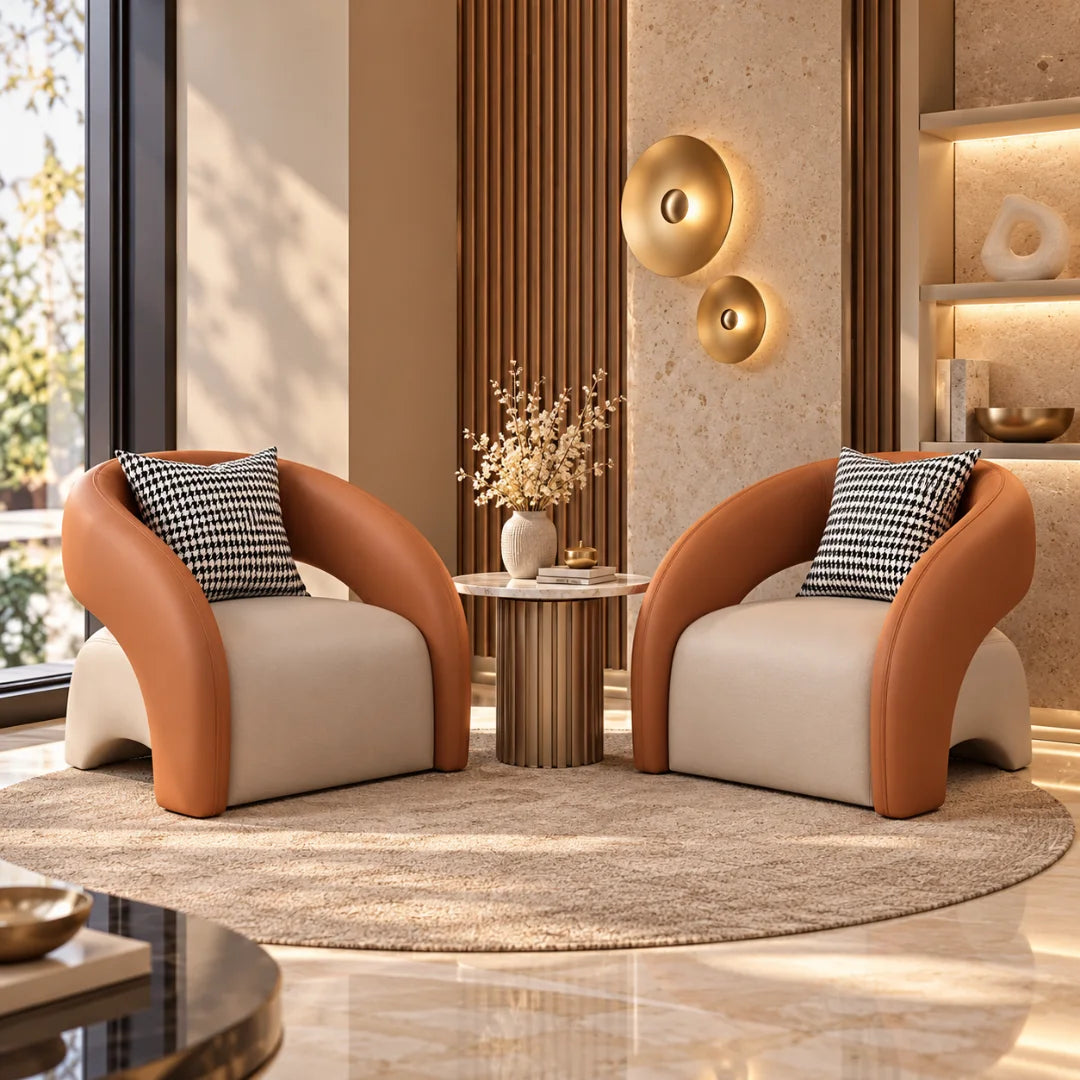 Two-Tone Reception Lounge Chair with Wraparound Backrest