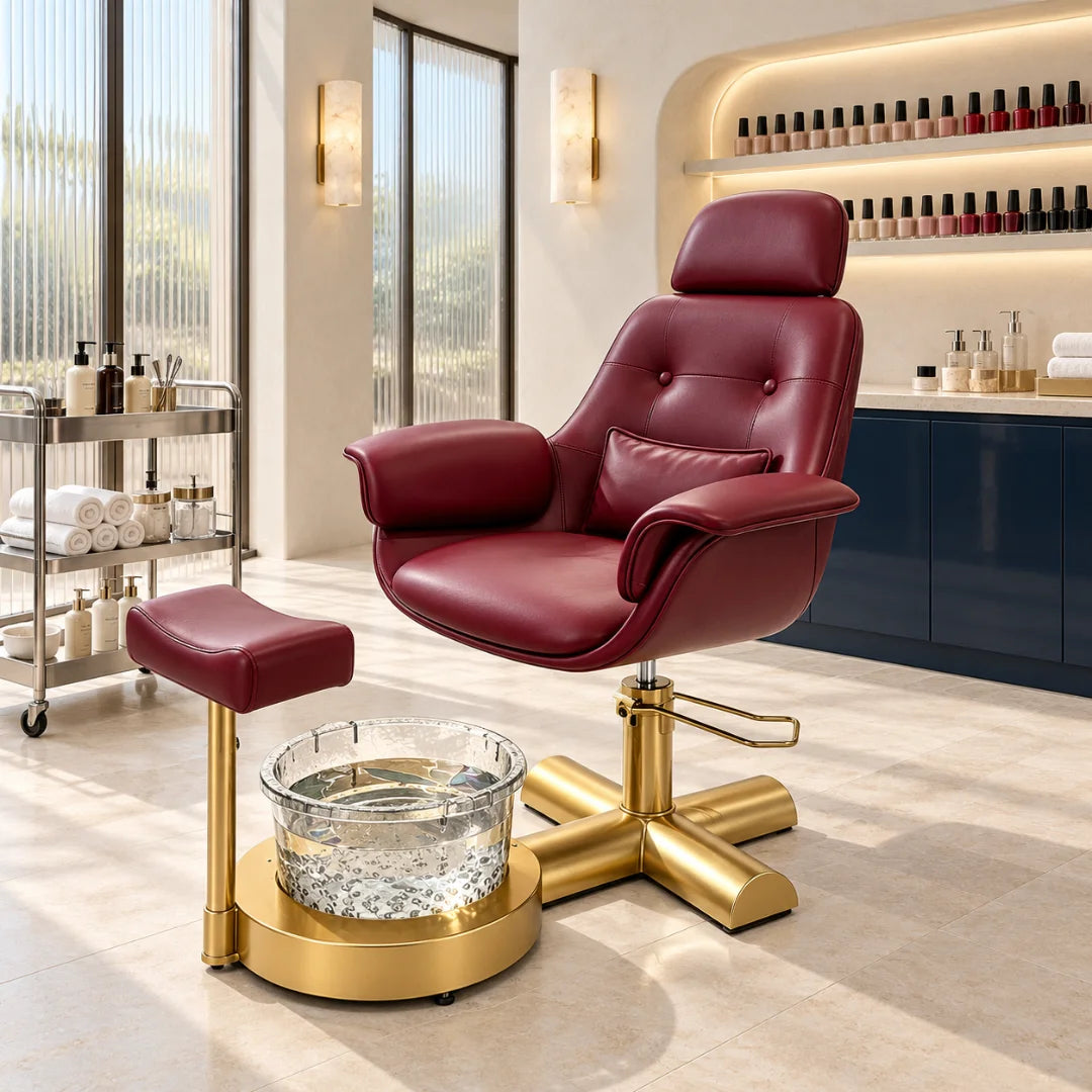 Button Tufted Pedicure Spa Chair with Padded Footrest