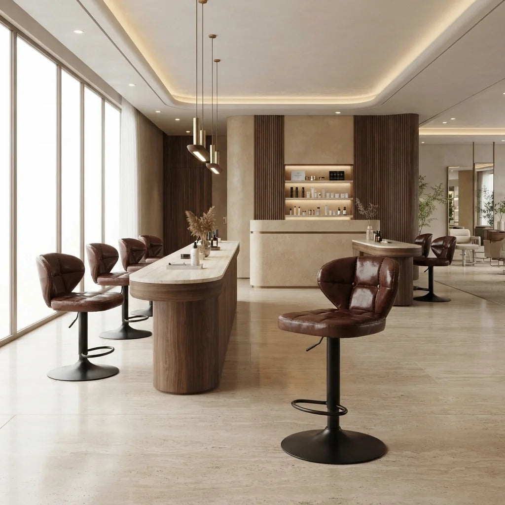 Modern Leather Tufted Salon Chair