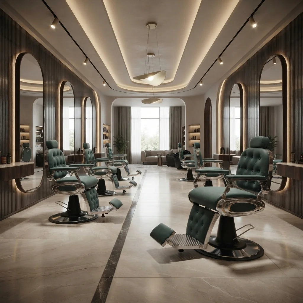 Bespoke Luxury Green Barber Chair