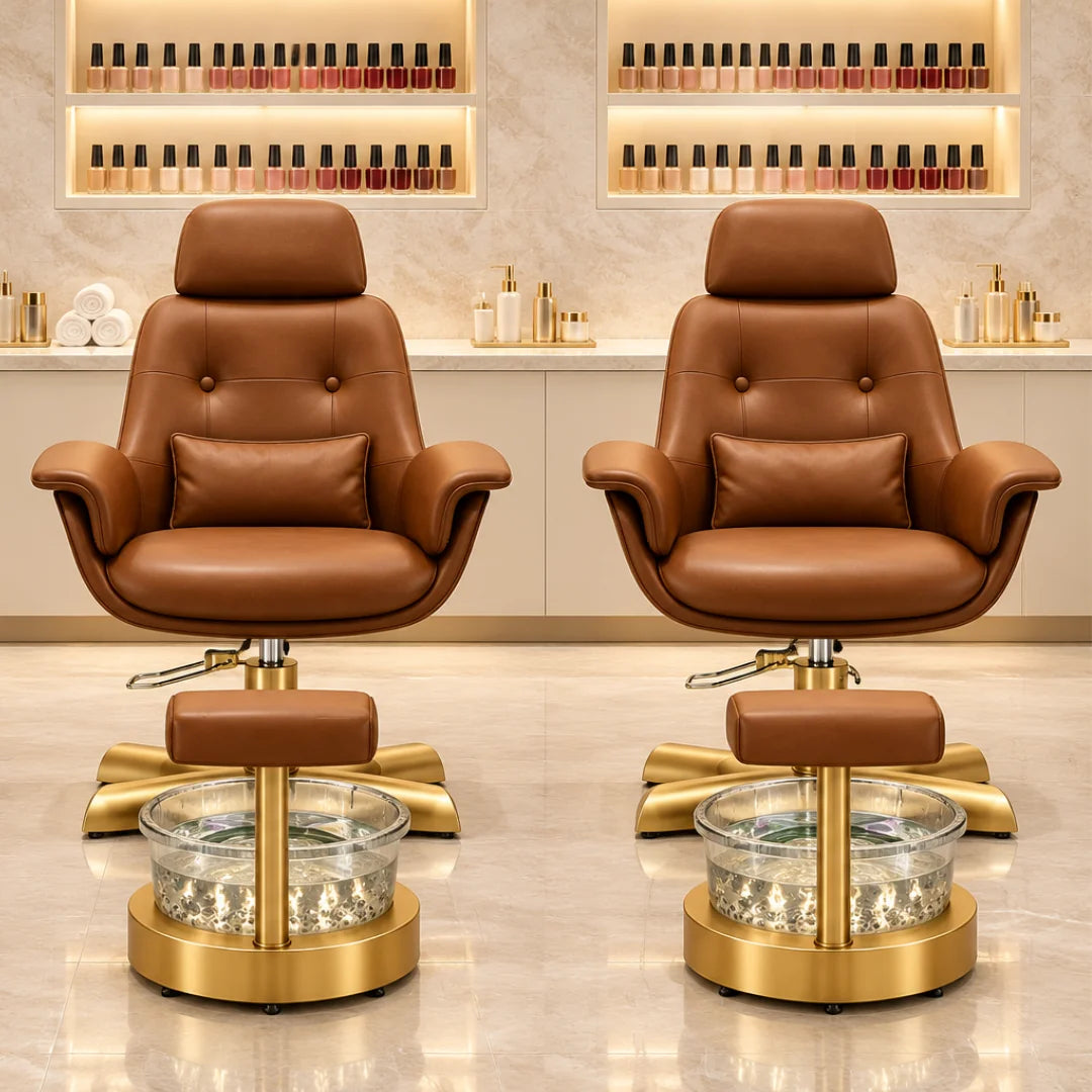 Button Tufted Pedicure Spa Chair with Padded Footrest