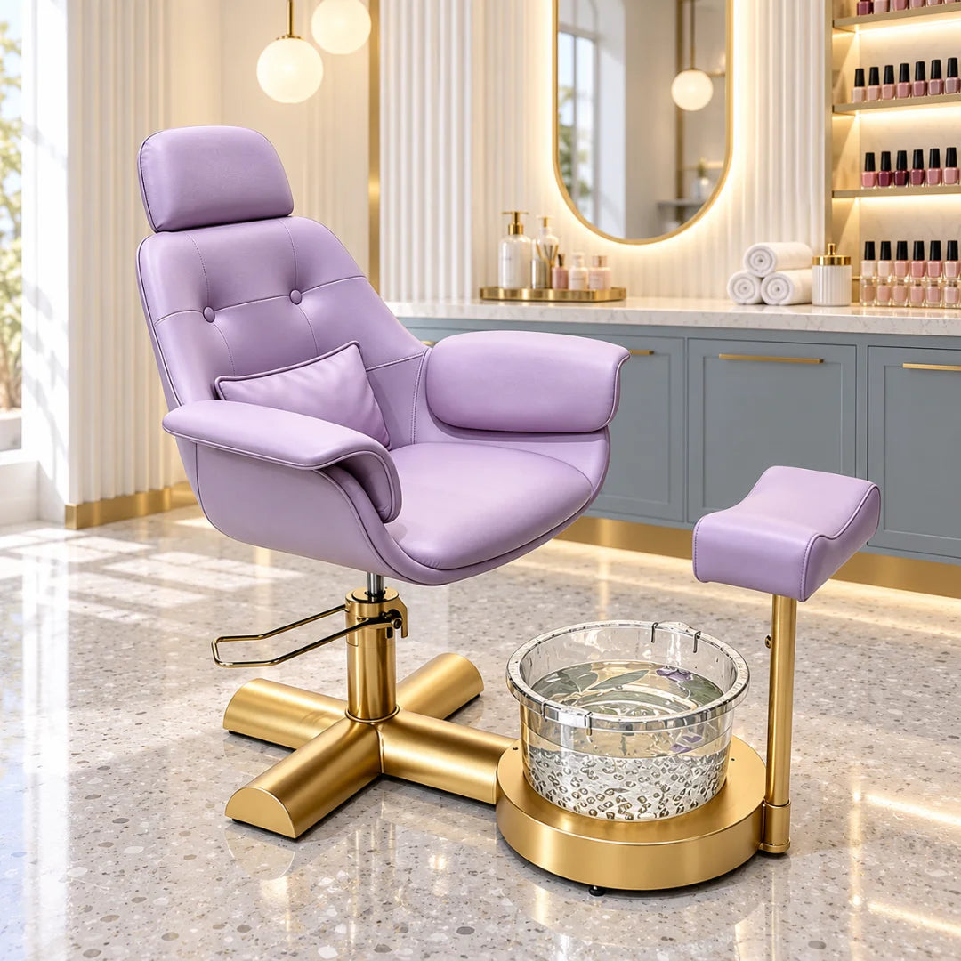 Button Tufted Pedicure Spa Chair with Padded Footrest