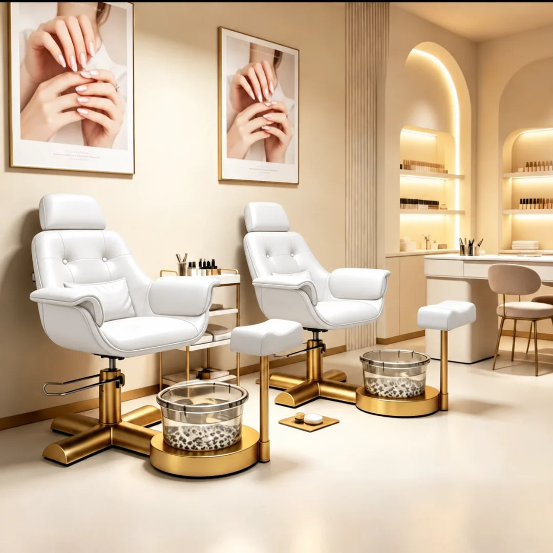 Button Tufted Pedicure Spa Chair with Padded Footrest
