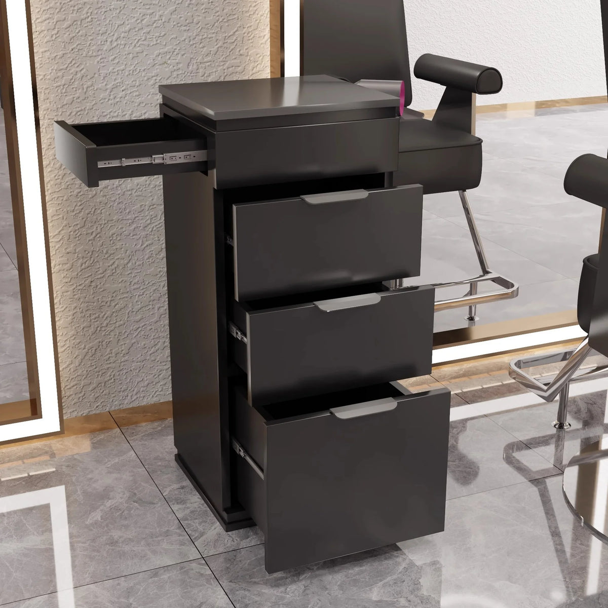 Tailored Salon Styling Unit with 3-Drawer Storage