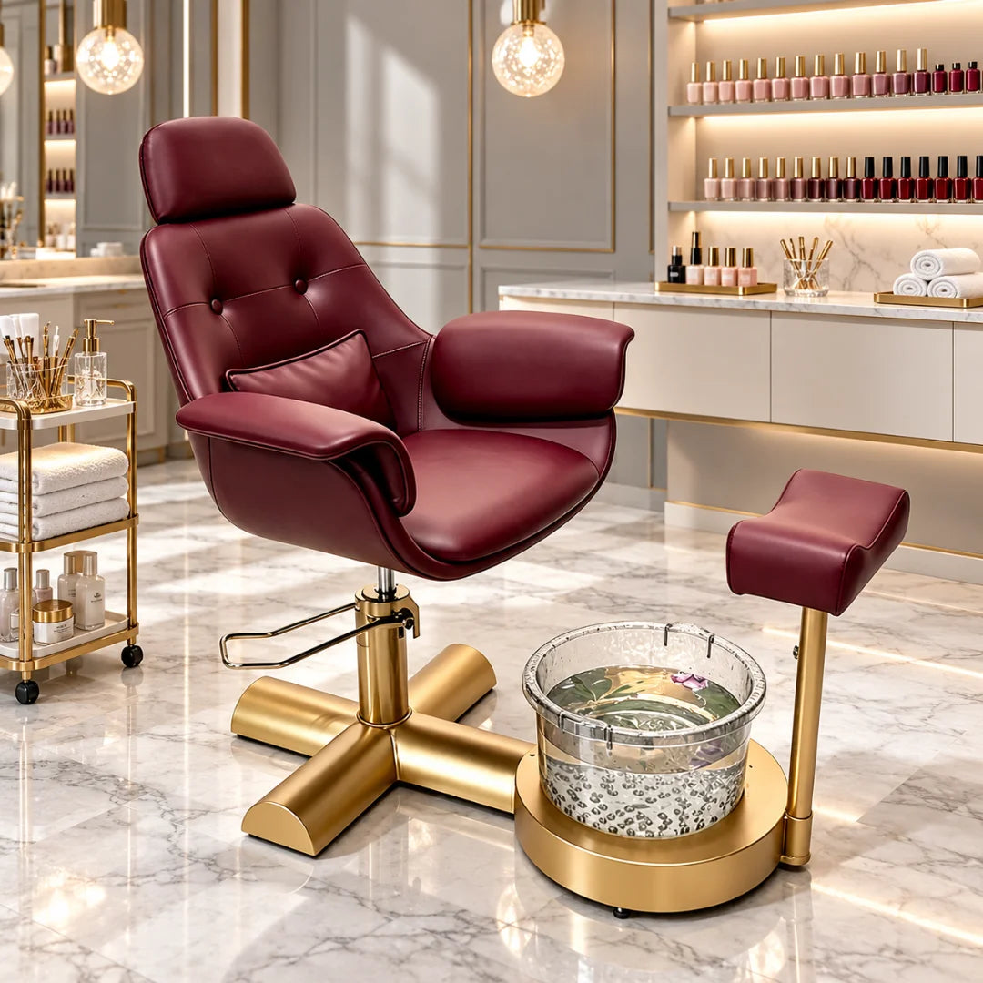 Button Tufted Pedicure Spa Chair with Padded Footrest