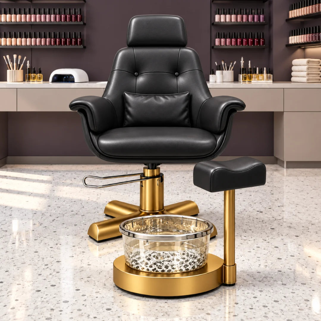 Button Tufted Pedicure Spa Chair with Padded Footrest