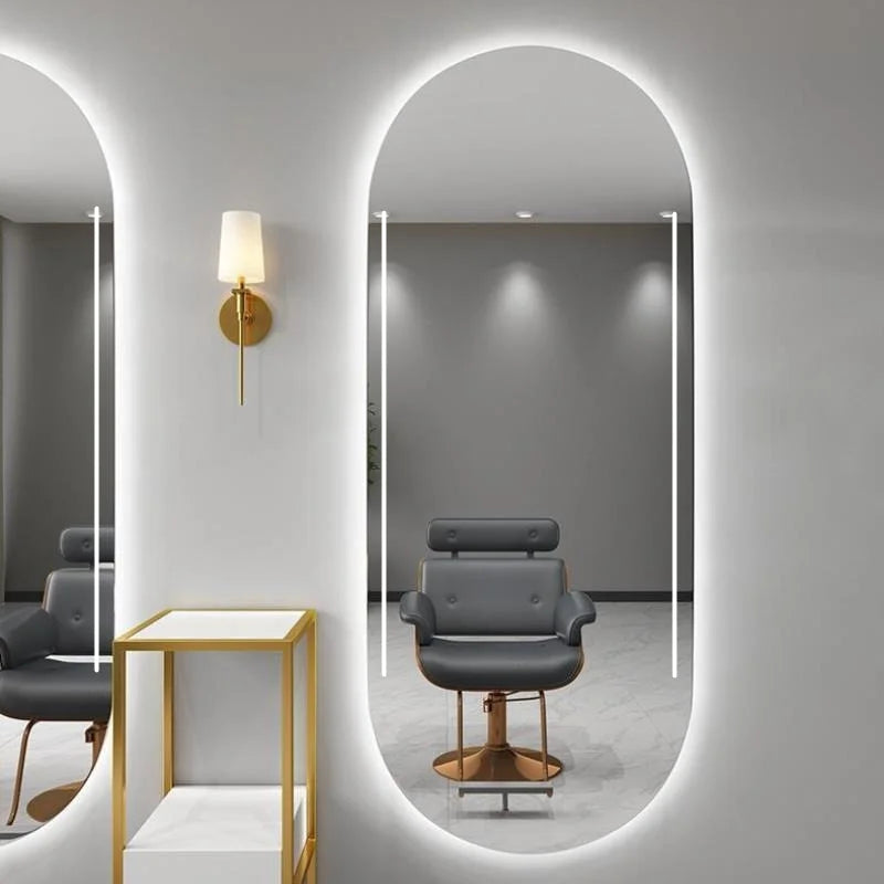 Mi-Mirror Oval Style LED Strip Beauty Salon Wall Mirror