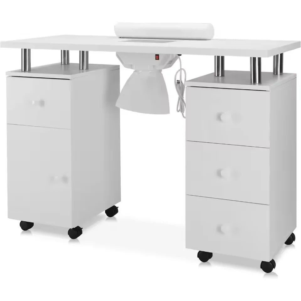 High-End Manicure Workstation with Dual Storage Cabinets