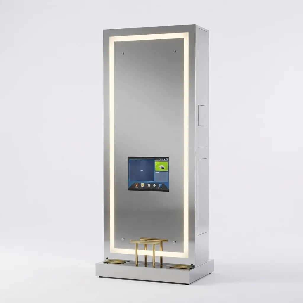 Full-Length Barber LED Mirror with Integrated TV & Storage