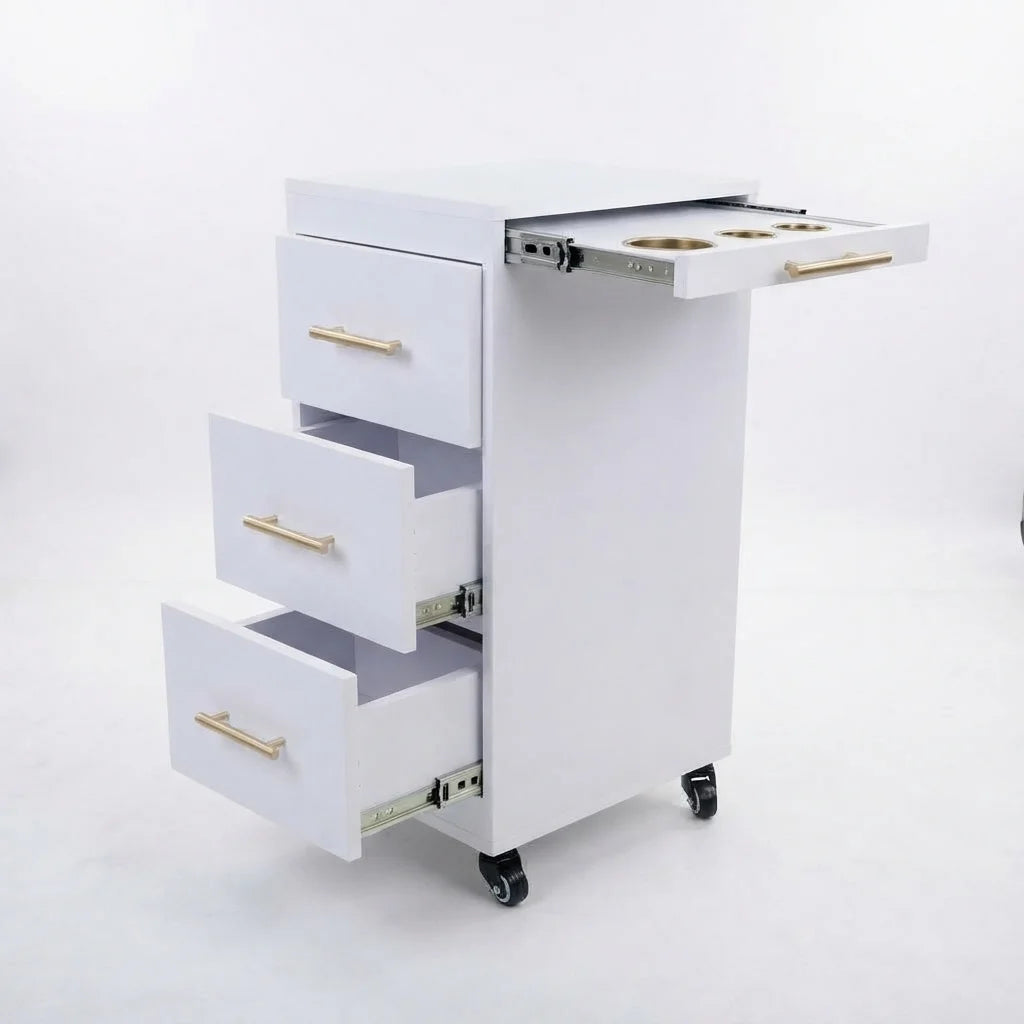 White Barber Styling Unit with Tool Tray