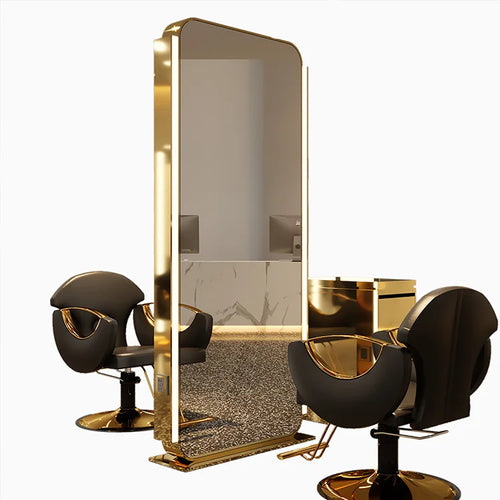 Freestanding Double-Sided Salon Mirror Station